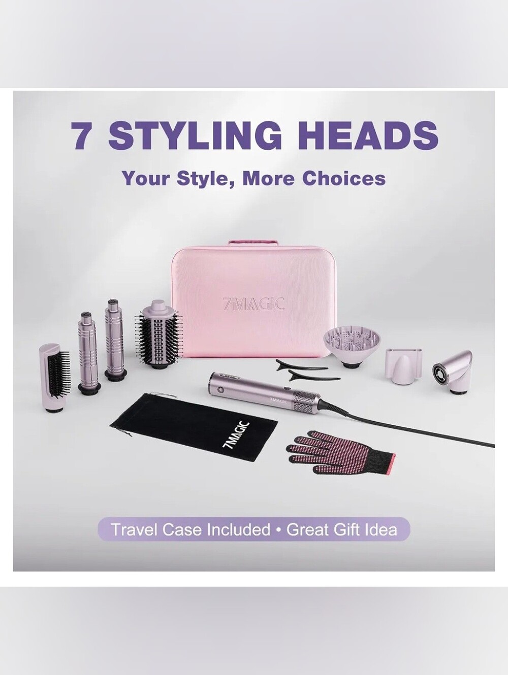 7 Magic Purple 7-in-1 Multi Hair Styler Ionic Dryer Brush - Styling Set